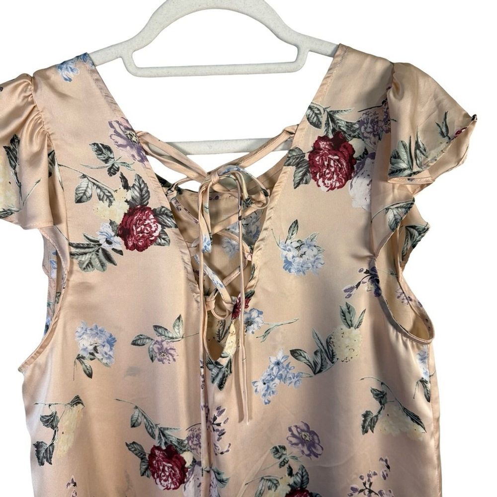 Jella C. Pastel Pink Cream Floral Blouse Size M Cottagecore Romantic Feminine - Picture 9 of 10